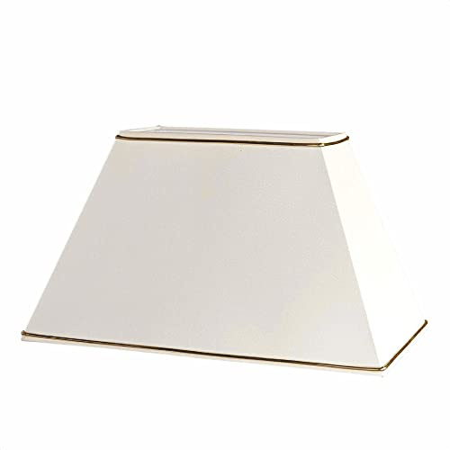 Hochwertiger Lampenschirm Stoffschirm creme mit Goldkante rechteckig