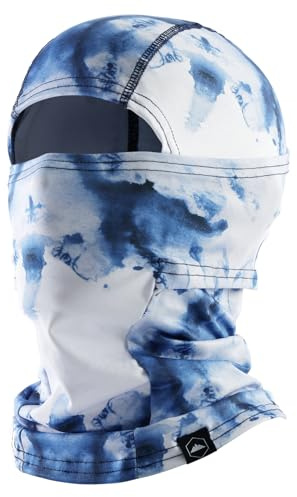 Tough Headwear Balaclava Ski Mask - Breathable Face Mask for Men - Flexible Hinge Full Face Cover - Windproof Motorcycle Gear - Fishing Camo (Blue/White)