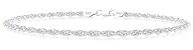 nometo 925 Sterling Silver Rope Chain Bracelet 2mm Silver Bracelet for Men Women Silver Bracelet 6.5-9 Inches（7）