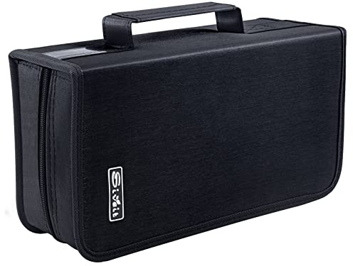 Siveit CD-Hülle, DVD-Aufbewahrungshalter, CD/DVD-Hülle, Brieftasche, 128 Kapazität, DVD-Hüllen, Organizer, CD-Ordner, tragbare CD-Brieftasche für Zuhause, Reisen (schwarzer Ordner, schwarz)