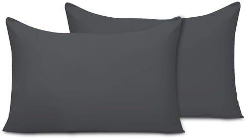 Pamposh Pillow Cases 2 Pack Super Soft Brushed Microfibre Pillow Covers Hypoallergenic Breathable Non Iron Envelope Closure Grey Pillow Cases