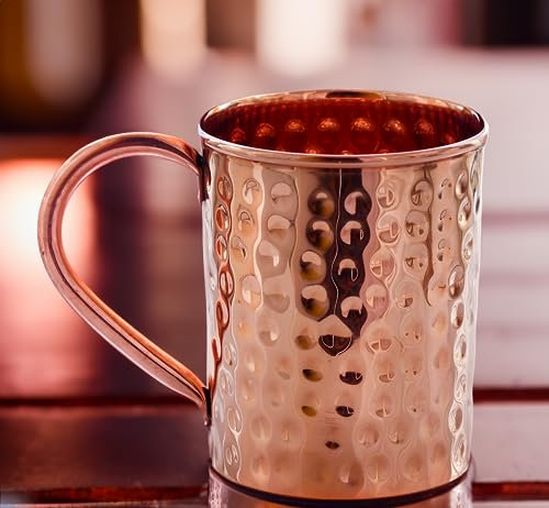 2activelife PURE Copper Mug Handmade of 100% Pure Thick Copper Set OF 2 - Timeless Hammered Finish - RAW Copper Inside - Genuine and Sturdy - Holds 16 oz, A1-9080