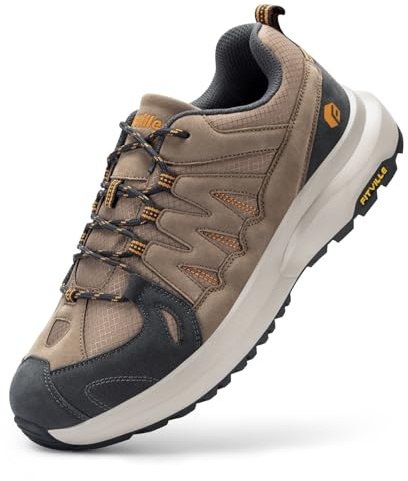 FitVille Chaussures Basses de Randonnée Extra Larges Homme Légères Baskets Trekking Respirantes Chaussures de Marche Plein Air Montagne Antidérapantes Marron 41 EU Large