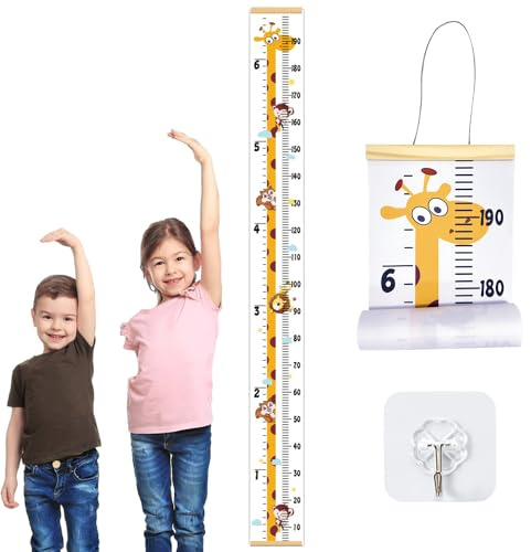 1 règle de hauteur suspendue pour enfant avec 1 crochet, tableau de croissance de la hauteur, règle de mesure murale adaptée pour chambre à coucher, chambre d'enfant, décoration murale