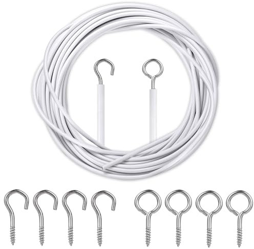 Welidoyaa Net Curtain Wire and Hooks Set 4M Curtain wire and includes 8 Eyes & 8 Hooks