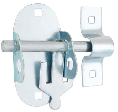 Heavy Duty 4” 100mm Security Iron Oval Pad Bolt Galvanised Finish Sliding Lock for Garden Gates Sheds, Garage Out House Doors Lock