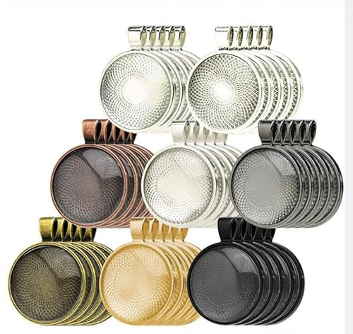Alnicov 40er-Set mit Anhängerschalen, 8 farbige Cabochons, Halsketten-Bastelset zur Schmuckherstellung, 25 mm