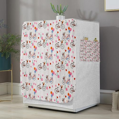Highdi Housse de Protection pour Machine à Laver, Chargement Frontal Housse La Poussière avec Ouverture Frontale pour Linge Domestique (Ballons colorés,Capacité S 6~7.5KG)