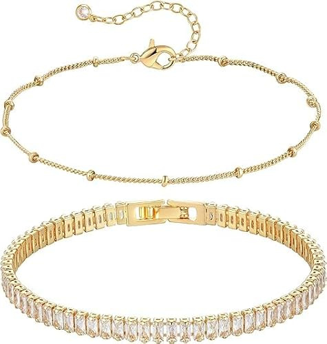 Jenosy Armband Damen Gold 14K Vergoldet CZ Ketten Armband für Frauen Mädchen Schmuck