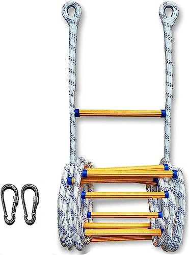 PNAJFUEL Strickleiter,Feuerflucht Strickleiter Notfall Feuerflucht Strickleiter Flammenbeständig Feuer Evakuierung Leiter Mit Haken/50M/164Ft