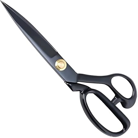 Professional Fabric Scissors - Heavy Duty Sewing Shears with High Carbon Steel Blades for Precise Cutting, Tailoring,Crafts, Industrial Strength Use, Sharp Precision Dressmaking Tools (Black, 22 cm)