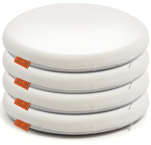 Sitzkissen Rund 40x40 cm 4er Set – Festes Memory Foam Stuhlkissen für Esszimmerstuhl, Küche & Homeoffice – Formstabil & Rutschfest – Kein Durchsacken – Waschbarer Bezug – OEKO-TEX Standard 100