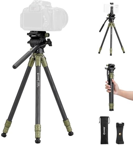 Cayer CH10L Trépied en Fibre de Carbone avec rotule Miniature S1, trépied de Bureau Compact 28, pour appareils Photo sans Miroir, caméscope, téléphone Portable, Webcam