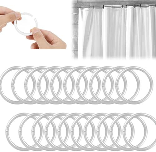 VIDSTW 100 Stück Duschvorhang Ringe Innendurchmesser 40 Mm Duschvorhang Haken Eröffnungsdesign Duschvorhangringe Glatt und Gratfrei Shower Curtain Rings für die Meisten Vorhänge (Weiß)