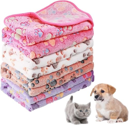 8 Stück Hundedecke Katzendecke Für Katzen 60 x 40 cm weiche Flanell-Kuscheldecken, waschbare, warme Haustier Schlafbett für Welpen, kleine Hunde, Katzen, Kätzchen