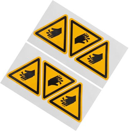 NIYANGLE 6-pack Waterproof Safety Warning Stickers Hand Injury Prevention Labels for Machinery Caution Cut Adhesive Indicators