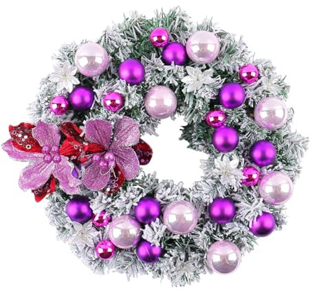 Luxuriöser Weihnachtskranz mit Schleife, dekoriert, mit Kugeln, eleganter Weihnachtskranz mit Festival-Ornament für drinnen