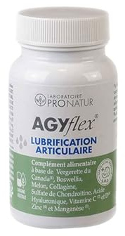 AGYflex LUBRIFICATION ARTICULAIRE – Complément alimentaire souplesse et mobilité – Acide hyaluronique, Collagène, Chondroïtine, Boswellia, Vitamines C et D, SOD – 60 gélules – Fabriqué en France