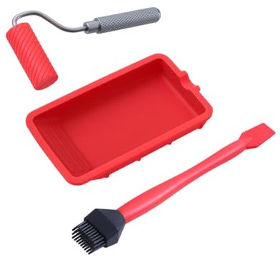 Fenteer Set de bandeja de rodillos de pintura Aplicadores de pegamento de pegamento Conjunto de hogares multifuncionales con bandeja de pintura, 3 Piezas