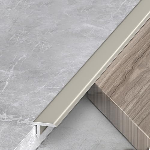 Perfil de Transición para Suelo Tira de Transición Metálica con Moldura en T, 3 Tiras Divisorias de 90cm, de Madera a Baldosa, Barra de Transición, para Separación de Suelos Laminados/ Vinílicos(Champ