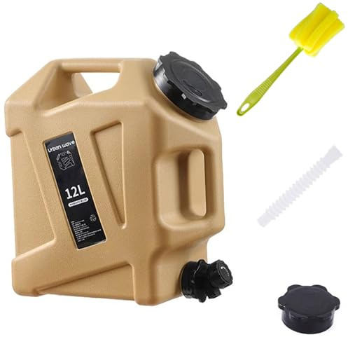 Orrdiffi Bidón de Agua con Grifo 12 L Jarra de Agua para Camping sin BPA Tanque de Almacenamiento de Agua Portátil a Prueba de Fugas para Exteriores,Fiesta,Caminatas,Camping,Pesca(Caqui)