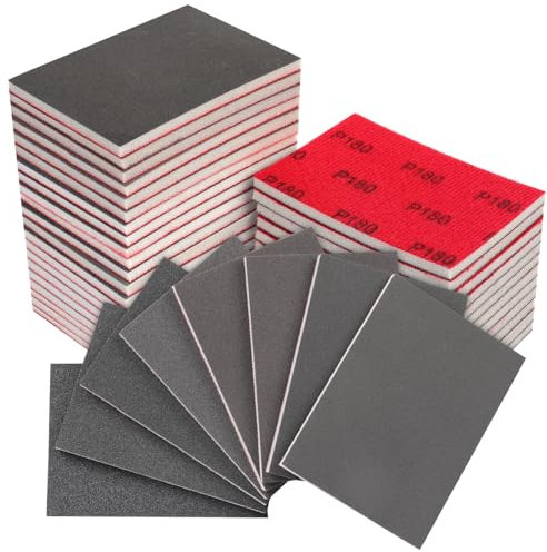 Set di 32 Spugne Abrasive Lavabili e Riutilizzabili, 180-3000 Grana Blocchi Abrasivi Bagnato-Asciutto Schiuma Morbida per Carrozzeria Auto, Lucidare Legno, Plastica, Metallo, Pulizia Delle Pareti