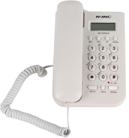 Telefono di Rete Fisso con Filo, Doppio Telefono Analogico Desktop/muro per Hotel per Ufficio, F-SK/DTMF (nero/bianco, Nessuna Batteria richiesta) (WHITE)