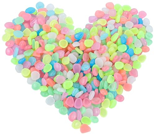 550 piedras luminosas elípticas coloridas, piedras luminosas, piedras decorativas para jardín, piedras fluorescentes para decoración de jardín, balcón