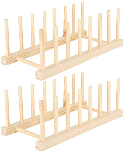 LIZEALUCKY Estante de Almacenamiento de Platos de Madera Organizador de Utensilios de Cocina Duradero