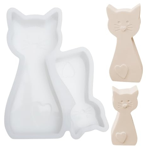 2 Stk Silikonform Katze Gießform, Silikonformen für Gips, Epoxidharz | für DIY Basteln, Katzen Dekoration, Flexible Gießform für Handgemachte Kunstwerke und Geschenke