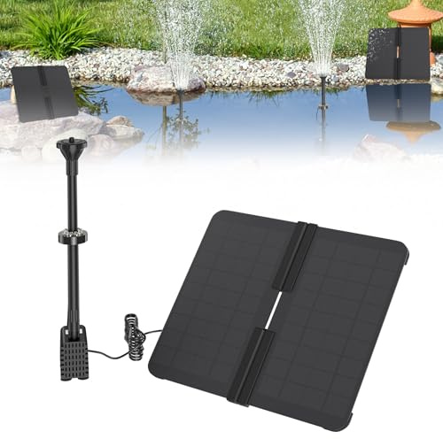 Froadp Solfontän, vikbar dammpump, 20 W, solfontän med solpanel, 12 V, vattenpump med justerbart stativ, flytande fontän, pump för trädgårdsdamm, fågelbad, damm, fiskbehållare