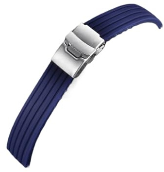18mm 20mm 22mm 24mm band Quick Release klockarmband Silikon Armband Mjukt gummi Smartwatch Klocktillbehör(Dark Blue,24mm)