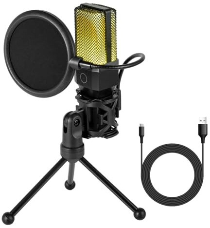 Yanmai USB Microphone, Cardioid Condenser, RGB Lighting, Gooseneck Flexible Tripod Set, Suitable for Computers, Phones, Live Streaming, Recording
