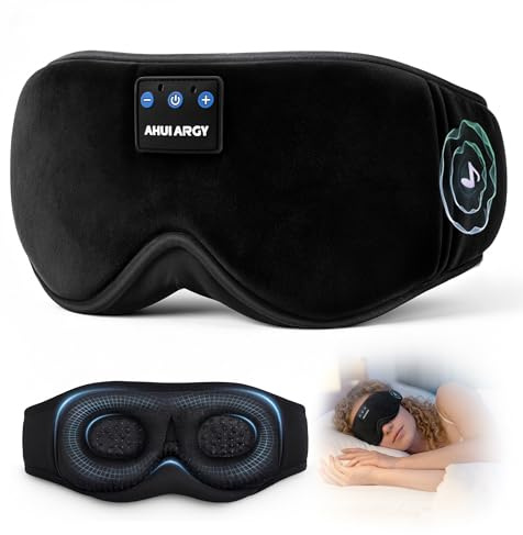 Sleep Headphones, 3D Sleep Mask Bluetooth Wireless Music Eye Mask, Sleeping Headphones for Side Sleepers Sleep Mask with Bluetooth Headphones Ultra-Thin Stereo (Black)