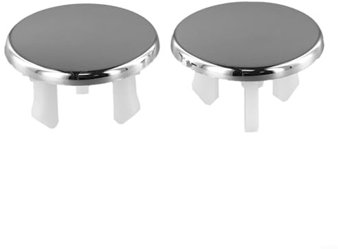 2pc Replacement Covers for Bathroom Basin Overflow Holes Chrome Round Trim Fits Standard 7/8 Inch Holes for Ring Sinks