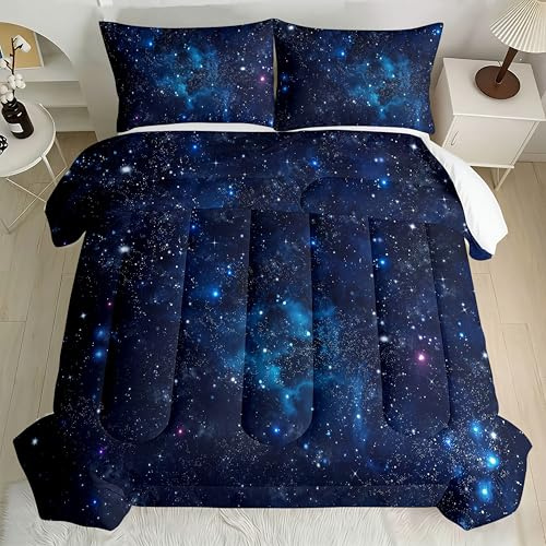 Weltraum Vierjahreszeiten Steppdecke 140x200,Bettdecke 4 Warme Jahreszeiten, Universum Planet Rakete Bettdecke ohne Bezug Waschbar Schlafdecke mit 2 Kissenbezug 80x80cm (HJ-D, 140x200cm+80 * 80 * 2)