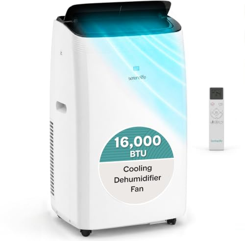 SereneLife Portable Air Conditioner 16000 BTU Air Conditioning Unit, 3 in 1 Portable AC with Dehumidifier, Smart Mode, Turbo Mode & Window Kit