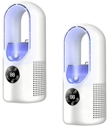 Ventilador portátil de aire acondicionado, enfriador de aire silencioso sin aspas con 6 velocidades de viento y humidificador de temporizadores de 1 a 6 horas, alimentado por USB, mini ventilador de
