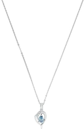 Amor Kette mit Anhänger 925 Sterling Silber Damen Halsschmuck, mit Zirkonia synth, 45 cm, Blau, Kommt in Schmuck Geschenk Box, 2012803