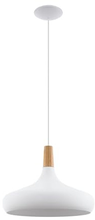 EGLO hänglampa Sabinar, 1 flamfärgad hänglampa | hängande lampa av stål och trä, färg: vit, brun, uttag: E27, diameter: 40 cm