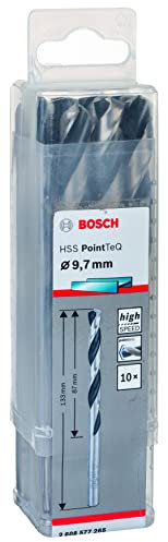 Bosch Accessories 2608577265 HSS PointTeQ (9,7 x 87 x 133 mm) - Set da 10 Pezzi di Punte Elicoidali per Trapano per Metallo, Acciaio, Fusione o Plastica, Grigio (Argento), Ø 9.7 mm