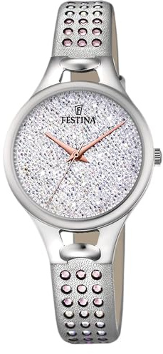 Festina Damenuhr Analog aus Leder | Quarzwerk, Widerstandsfähiges Mineralglas, Wasserdicht 5 ATM, Elegant, Klassisch und Vintage F20407/1