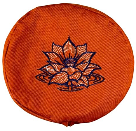 Brow Farm Yoga Bolster Filled with Organic Buckwheat Hulls (Terracotta Orange Embroidered)