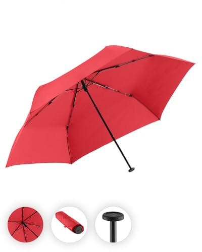 FARE Ultraleichter Mini-Taschenschirm Filigrain Only95 - Mit nur 95 Gramm der leichteste Regenschirm am Markt; Packmaß nur 20cm; perfekt für Jede Handtasche (Rot)
