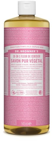 Dr. Bronner’s Savon Liquide Bio 18-en-1 Fleur de Cerisier 945 ml | Grand Format Économique | Savon Naturel Multiusage Corps, Visage et Cheveux | Parfum Floral Délicat | Vegan et Huiles Bio