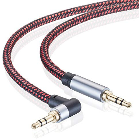 3.5mm Audio Cable 1m，3.5mm 90 Degree Right Angle Auxiliary Audio Cables, Compatible with iPhone, Smartphones, Home/Car Stereos & More (1m)