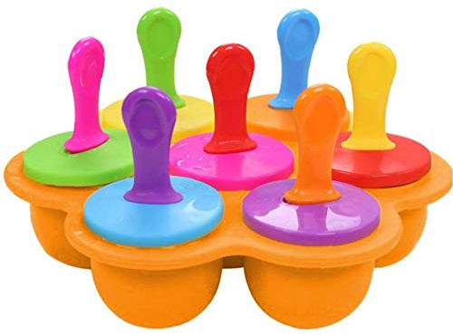 TOSSPER 7 Cavidad De Silicona Mini Pops DIY del Hielo del Molde Moldes De Paleta Suplemento Bebé DIY Alimentos Herramienta Fruit Shake Helado del Molde