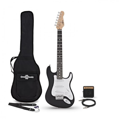 3/4 chitarra elettrica LA MiniPacchetto con Amplificatore nero