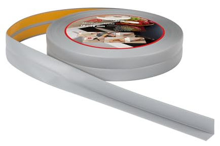 ProfiPVC Perfil Angular Suelo 18x18mm - 5 metros, Rodapié de acabado, ideal para cocina y baño, cinta autoadhesiva de PVC, rodapié flexible y blanda, Gris
