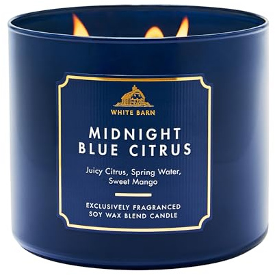 Bath & Body Works, White Barn 3-Wick Candle w/Essential Oils - 14.5 oz - New Core Scents! (Midnight Blue Citrus)